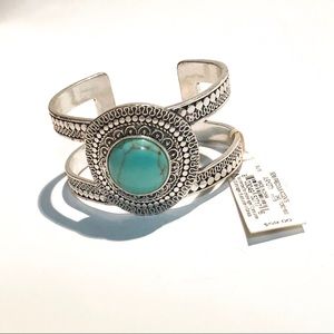 Lucky Brand Silvertone Turquoise Cuff Bracelet